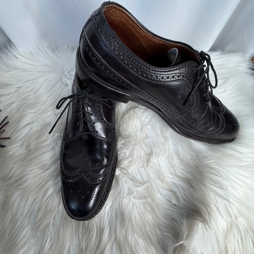 Freeman 60's Bookmaker Guild Black Leather Wingtip Brogue Oxford Dress Shoe 10.5